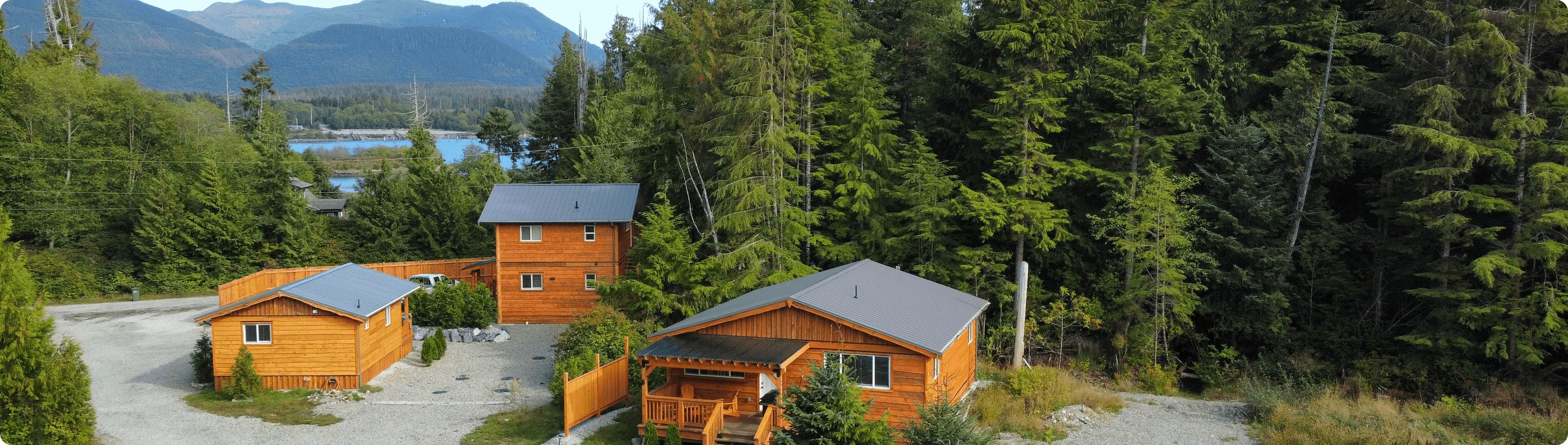 Mountain landscape with cabins