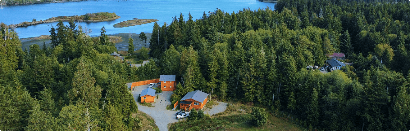 Mountain landscape with cabins